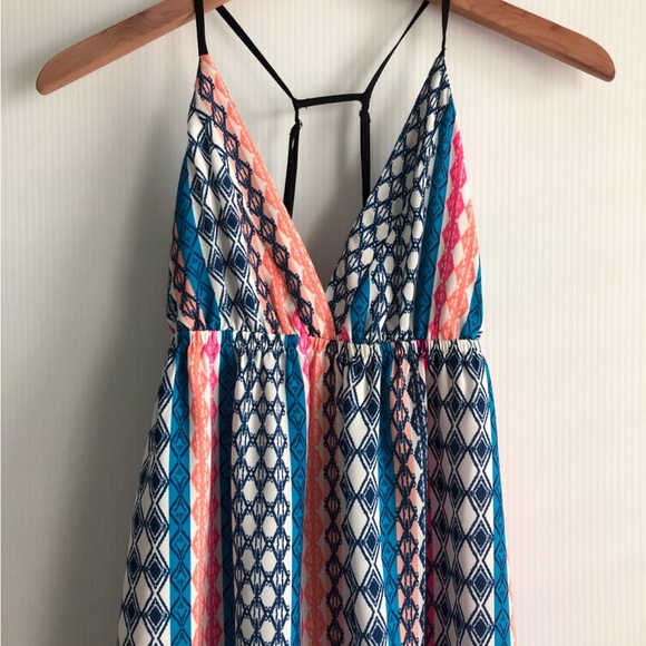 Lush Blue and Pink Patterned Maxi Dress - Picture 4 of 10
